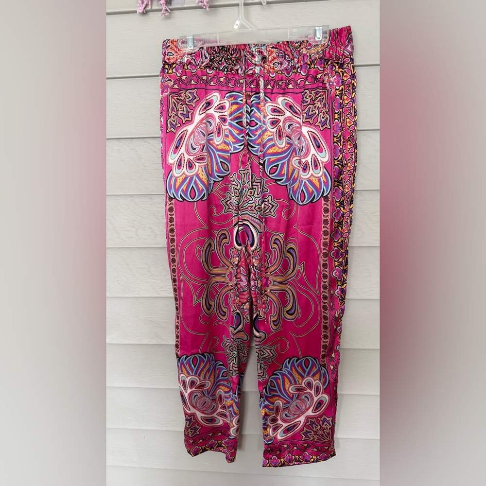 Vibrant Pink Patterned Pants size L